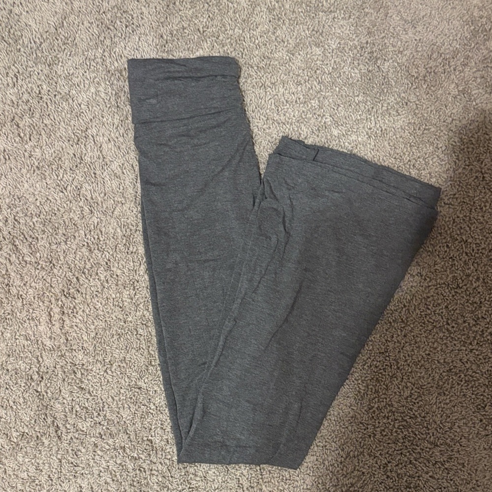Women's Gray fold over Leggings - Comfortable Everyday Stretch